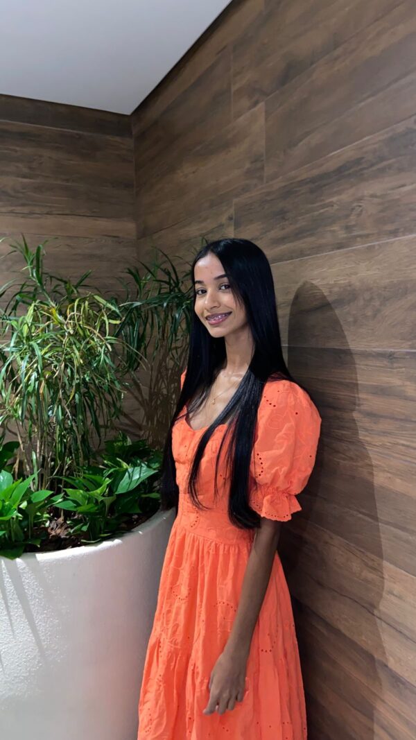 Vestido Midi Tangerina em Laise Laranja - Image 6
