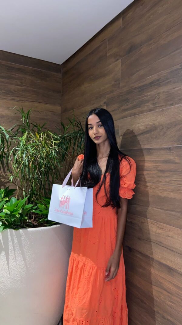 Vestido Midi Tangerina em Laise Laranja - Image 5
